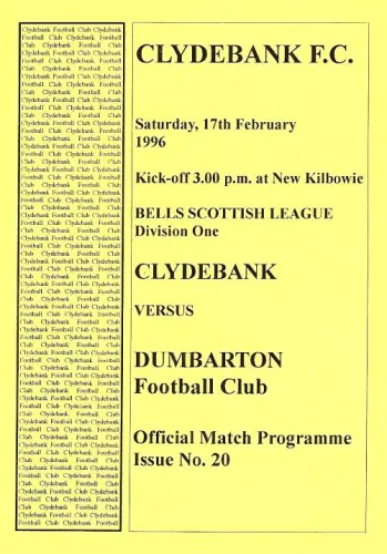 Programme: Clydebank, 17 Feb 1996
