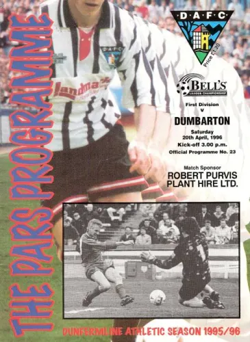 Programme: Dunfermline Athletic, 20 Apr 1996